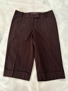 Nine & Co. Brown With White and Burgundy Pinstripe Dress Shorts